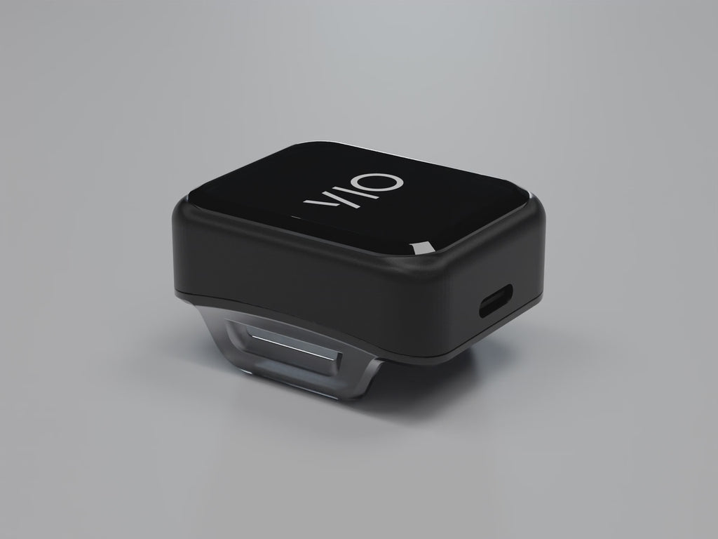 VIO turning once through 360 degrees. Rendered from the CAD model, not a photo.