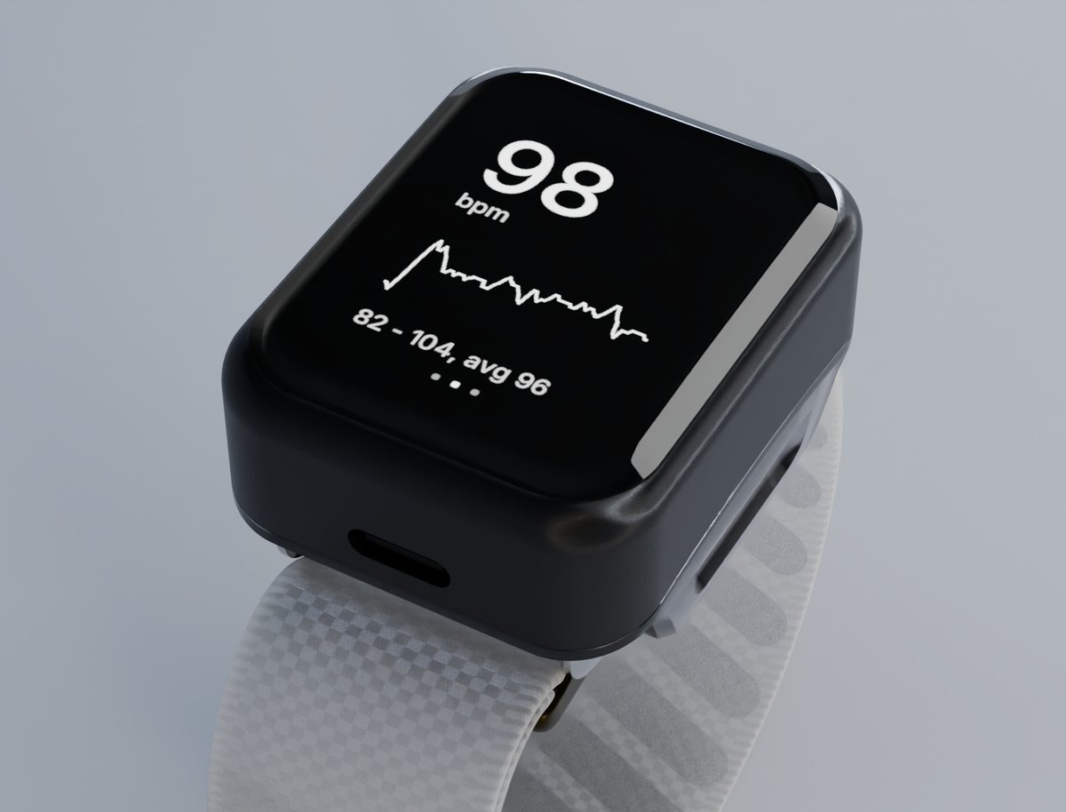 VIO on a WHOOP band. The screen shows a heart rate of 98 bpm with the curve of the session below it.